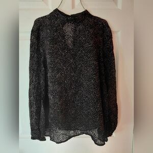 Club Monaco Black and White Sheer Blouse SZ-M .